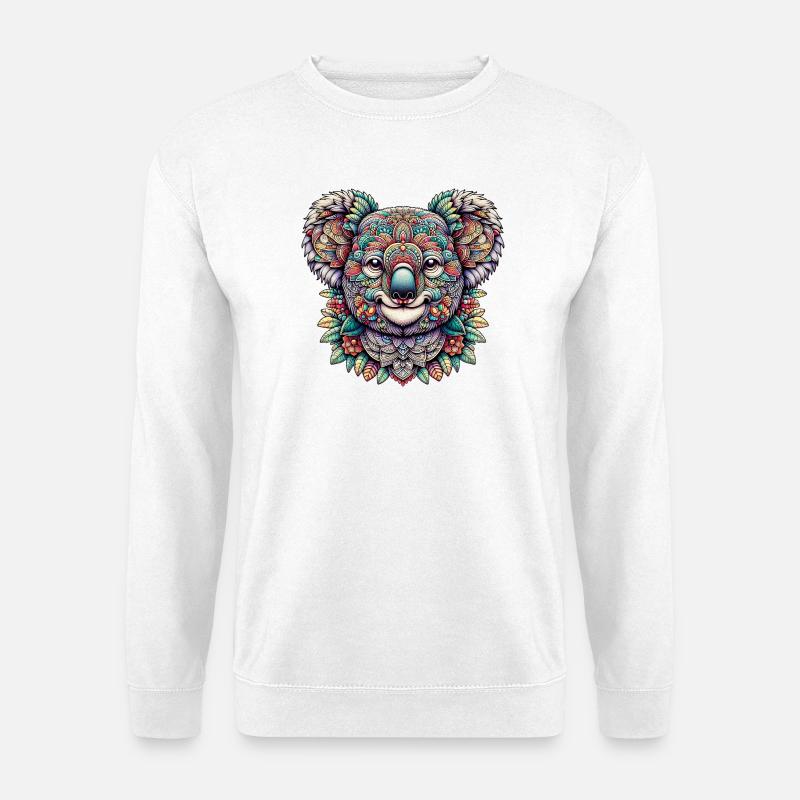 Koala mit Mandalas dekoriert - Unisex Pullover - Weiß