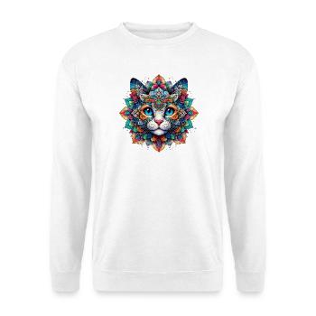 Katze mit Mandalas verziert - Unisex Pullover - Weiß - Vorne