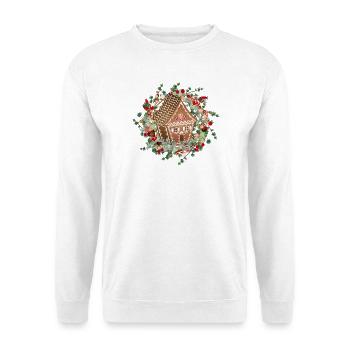 Gingerbread house in larch wreath for Christmas - Unisex Sweatshirt - white - Front