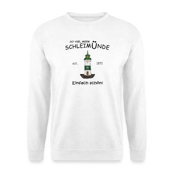 Insel Schleimünde, Einfach schön, Handzeichnung - Unisex Pullover - Weiß - Vorne - Alina (178cm) & Michal (187cm)