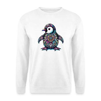 Pinguin mit Mandalas verziert - Unisex Pullover - Weiß - Vorne