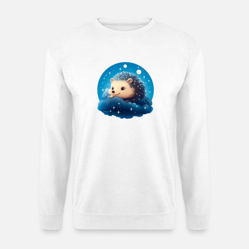 Süßer Igel bei Nacht - Unisex Pullover - Weiß