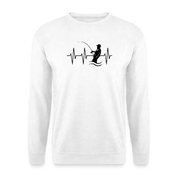 battement de cœur pêcheur pulsation ecg symbole lac poisson - Sweat-shirt Unisexe - blanc - Devant