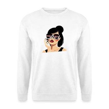 Sonnenbrille Stil"Hey Du" Illustration - Unisex Pullover - Weiß - Vorne