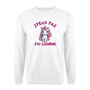 j'peux pas j'ai licorne, licorne animal, mythique - Sweat-shirt Unisexe - blanc - Devant