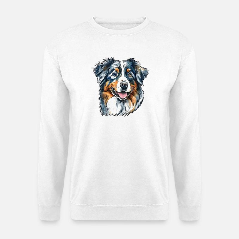 Australian Shepherd Portrait - Unisex Pullover - Weiß