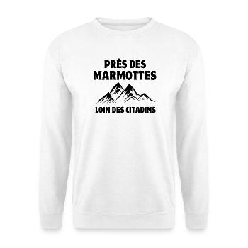 montagne, ski, station de ski - Sweat-shirt Unisexe - blanc - Devant