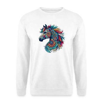 Pferd mit Mandalas verziert - Unisex Pullover - Weiß - Vorne
