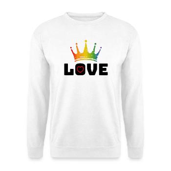 Love Heart red Rainbow crown black - Unisex Pullover - Weiß - Vorne