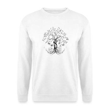 Drawing tree of life, rabbits, butterflies - Unisex Sweatshirt - white - Front