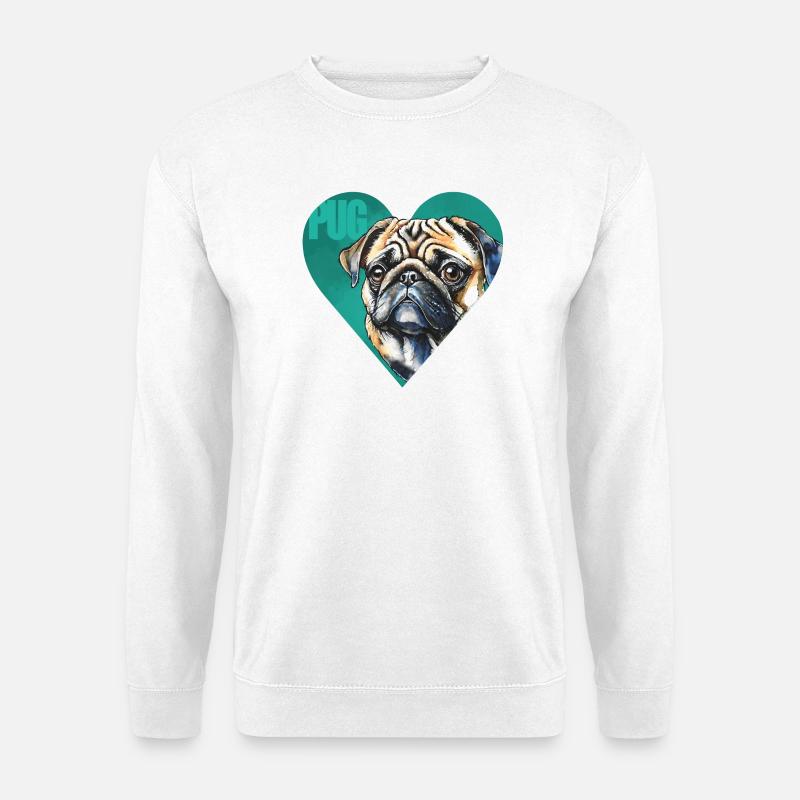 Mops Portrait - Unisex Pullover - Weiß