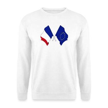Deux drapeaux croisés de la France et du drapeau de l’Europe - Sweat-shirt Unisexe - blanc - Devant