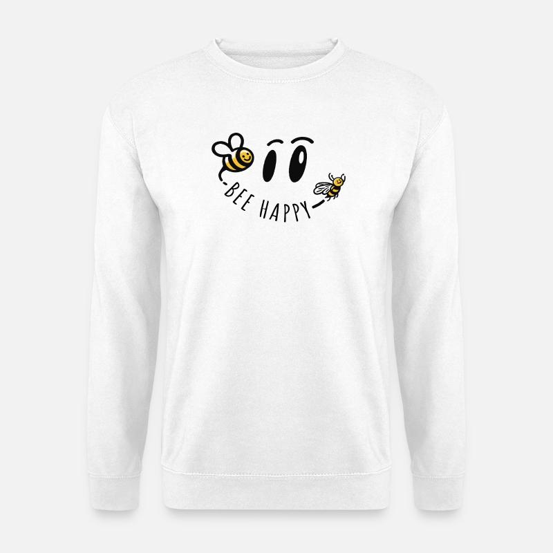 bee happy biene positiver spruch glück - Unisex Pullover - Weiß