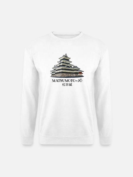 Burg Matsumoto-jo, Nagano, Japan Handzeichnung - Unisex Pullover - Weiß