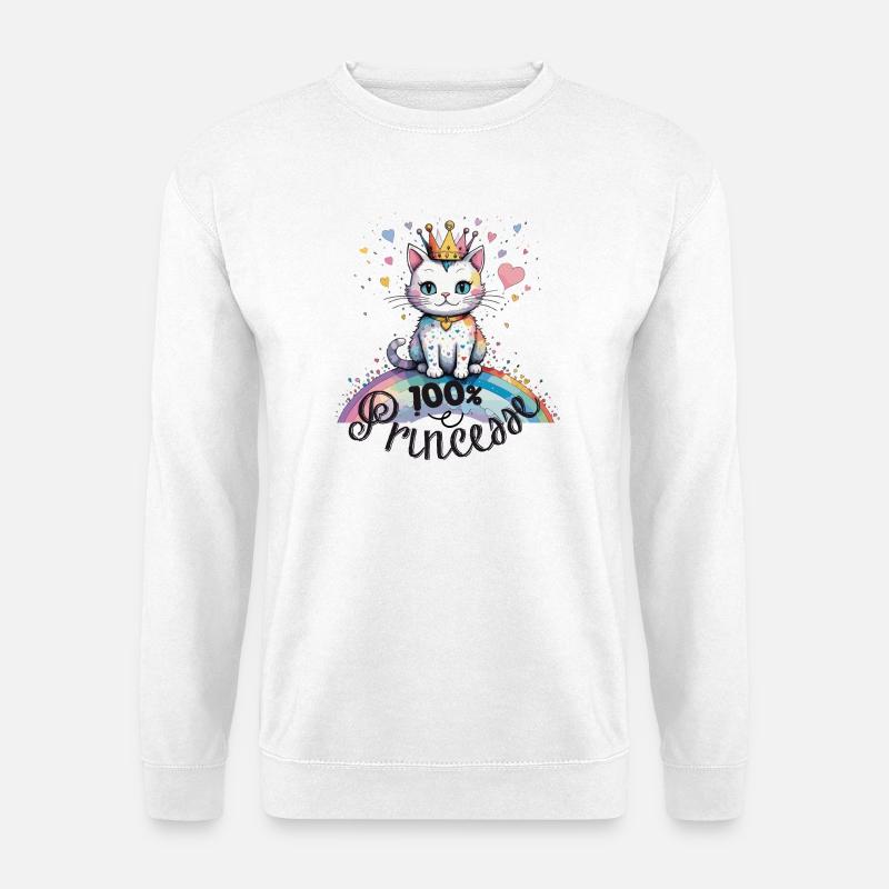 100% Prinzessin, Katzenhumor! - Unisex Pullover - Weiß