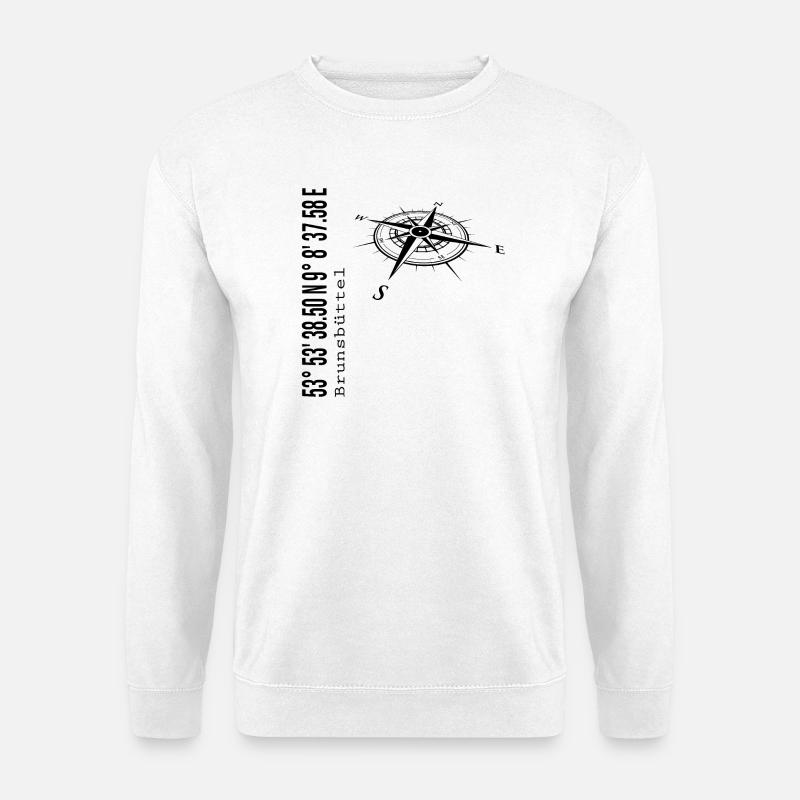 Koordinaten Brunsbüttel - Unisex Pullover - Weiß