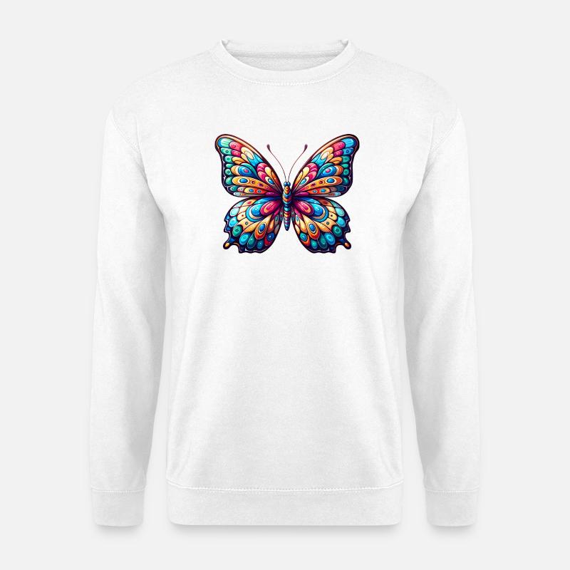 Bunter Schmetterling - Unisex Pullover - Weiß