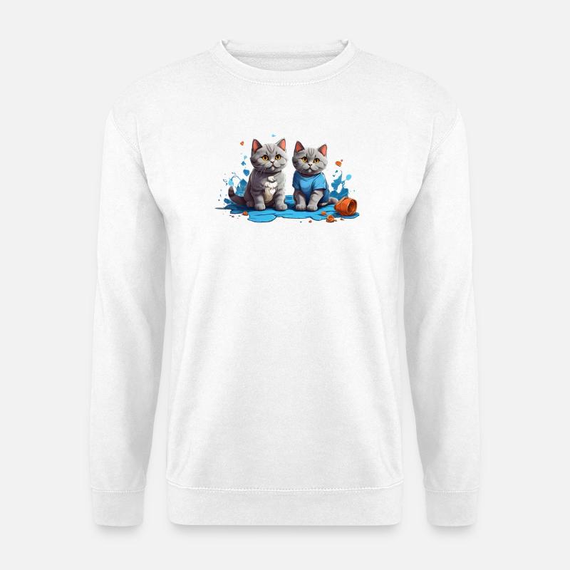 Cat Lovers in Blue Puddle - Unisex Sweatshirt - white