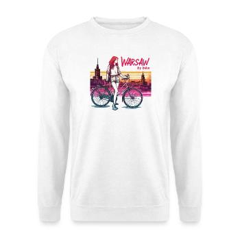 Warschau Fahrrad Mädchen Illustration - Unisex Pullover - Weiß - Vorne