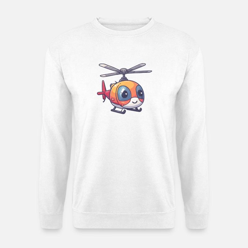 Lächelnder Hubschrauber - Unisex Pullover - Weiß