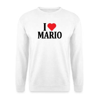 I love Mario t-shirt t-shirt gift idea - Unisex Sweatshirt - white - Front