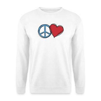 Herz Weltfrieden Peace Frieden Liebe Geschenkidee - Unisex Pullover - Weiß - Vorne