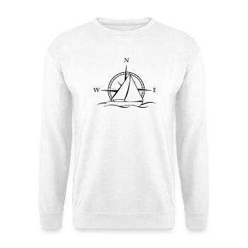 Segelboot mit Windrose neutral schwarz - Unisex Pullover - Weiß - Vorne
