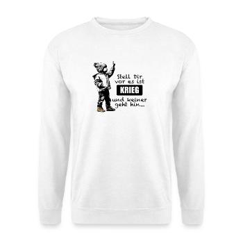 Anti Krieg - Junges Kind mit erhobenem Zeigefinger - Unisex Pullover - Weiß - Vorne