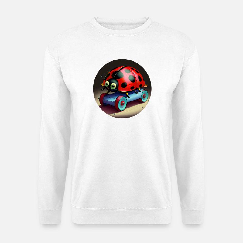 Marienkäfer auf Skateboard - Unisex Pullover - Weiß