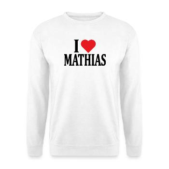 Ich liebe Mathias T-Shirt Geschenkidee T-Shirt - Unisex Pullover - Weiß - Vorne