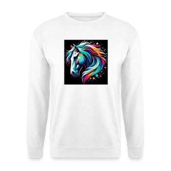 Pferd - Unisex Pullover - Weiß - Vorne - Alina (178cm) & Michal (187cm)
