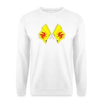 Deux drapeaux croisés depuis la Wallonie Belgique - Sweat-shirt Unisexe - blanc - Devant