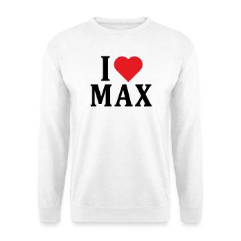 T-Shirt I love Max T-Shirt Geschenkidee - Unisex Pullover - Weiß - Vorne