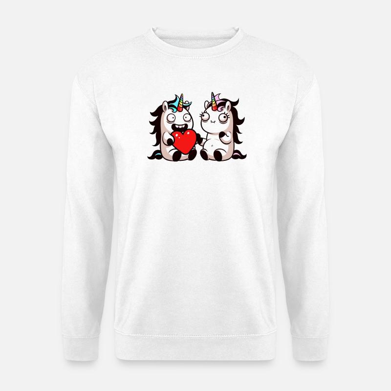 Einhorn Herzensduo - Unisex Pullover - Weiß
