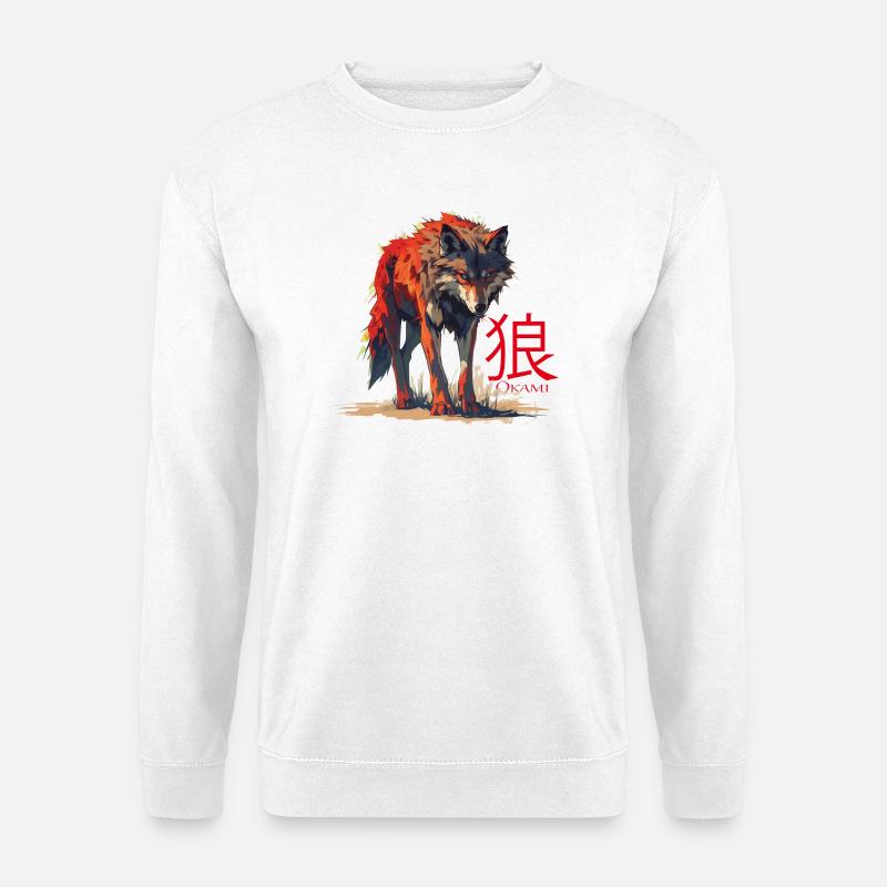 Wolf Manga auf Japanisch Okami - Unisex Pullover - Weiß