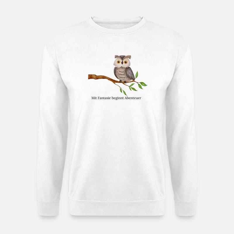Eulen Motiv - Unisex Pullover - Weiß