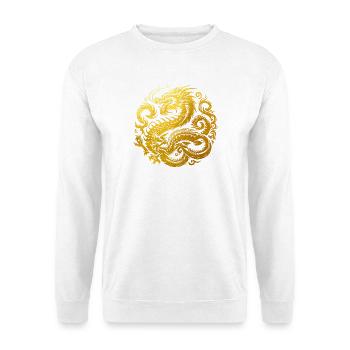 Chinesisches Drachen-Tattoo - Unisex Pullover - Weiß - Vorne - Alina (178cm) & Michal (187cm)