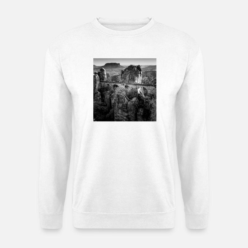 Basteibrücke Sächsische Schweiz Deutschland Poster - Unisex Pullover - Weiß