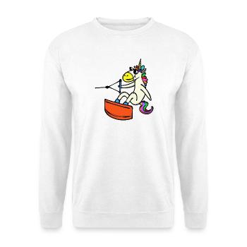 Wakeboard, Cascade, Sports nautiques, Wakesurf, Licorne - Sweat-shirt Unisexe - blanc - Devant