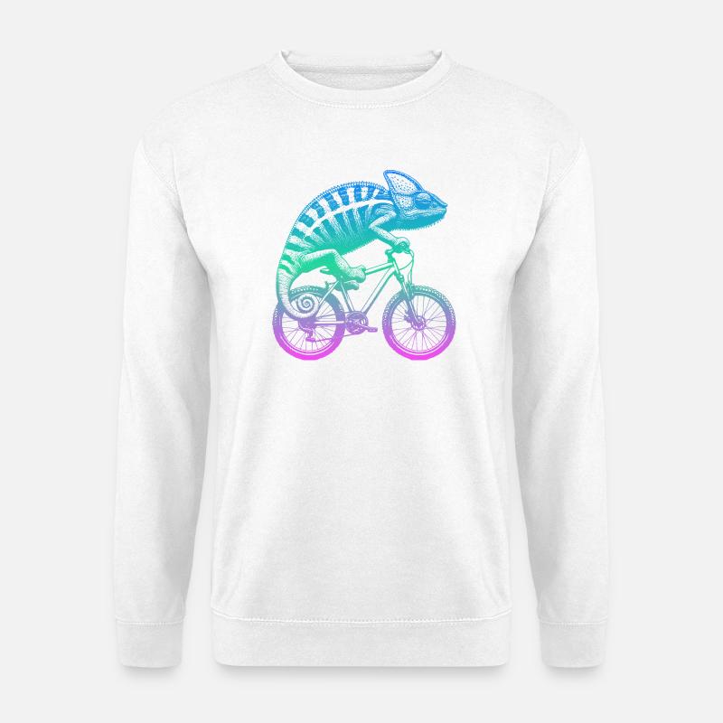Radfahrendes Chamäleon - Unisex Pullover - Weiß