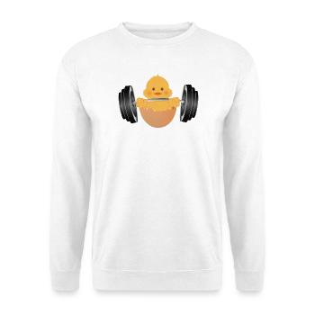 Bodybuilder chick with dumbbell during workout - Unisex Sweatshirt - white - Front