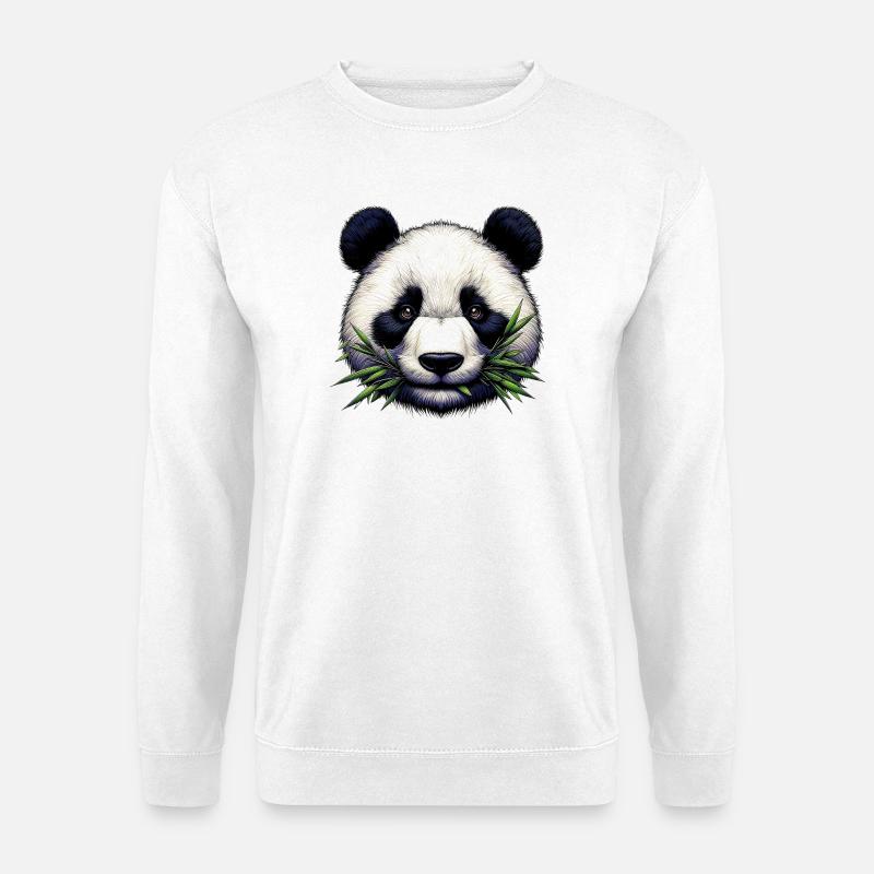 Panda spiser bambus og blade - Unisex sweater - hvid