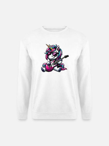 Rock & Metal Einhorn Gitarrist Band Design - Unisex Pullover - Weiß