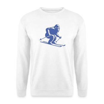 Affe Gorilla Schimpanse Ski Silhouette Design - Unisex Pullover - Weiß - Vorne