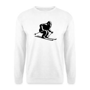Affe Gorilla Schimpanse Ski Silhouette Design - Unisex Pullover - Weiß - Vorne