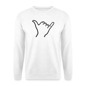 Shaka Hand Symbol Umriss surfen Hawaii Gruß - Unisex Pullover - Weiß - Vorne