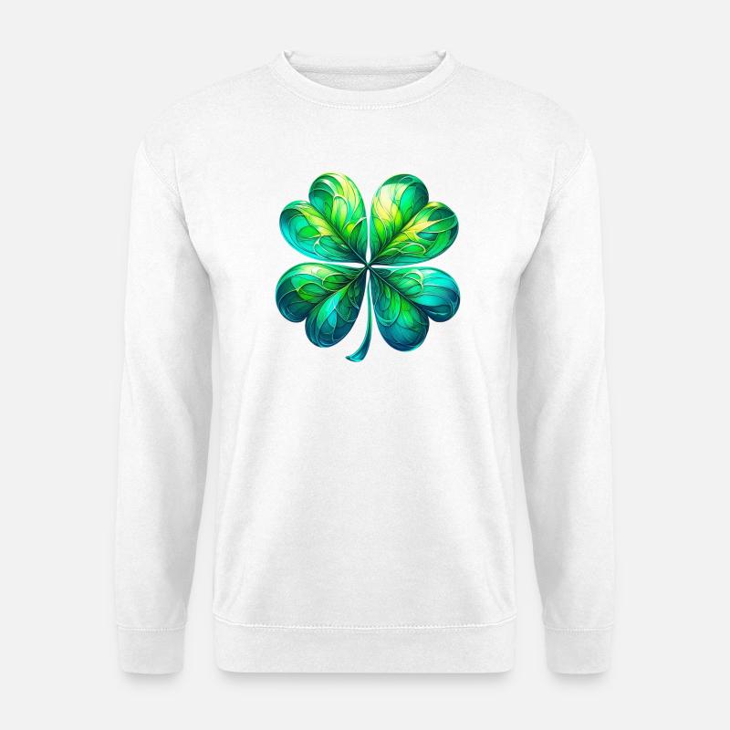 Vierblättriges Kleeblatt - Unisex Pullover - Weiß
