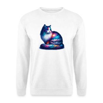 Katze - Unisex Pullover - Weiß - Vorne - Alina (178cm) & Michal (187cm)