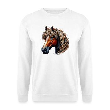 Pferd - Unisex Pullover - Weiß - Vorne - Alina (178cm) & Michal (187cm)