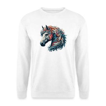 Pferd - Unisex Pullover - Weiß - Vorne - Alina (178cm) & Michal (187cm)